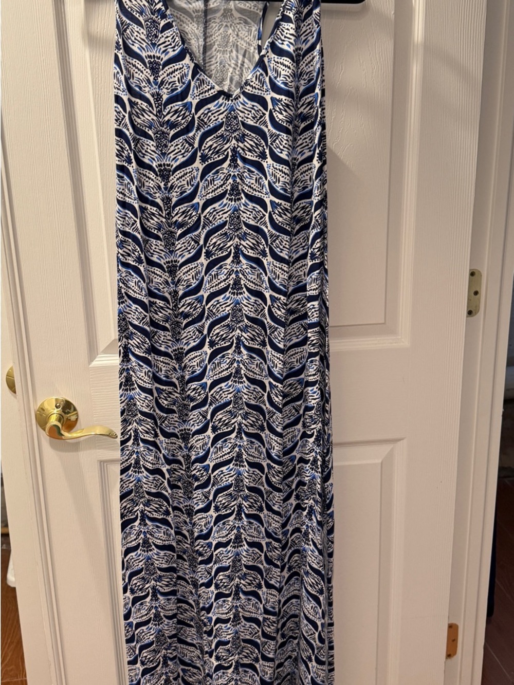 Lilly Pulitzer Navy and White Wave-Print Maxi Dress